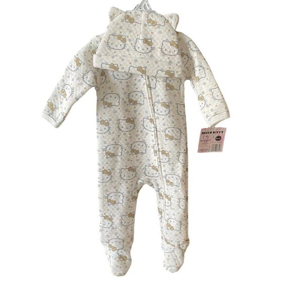 Hello Kitty Sanrio Romper Baby Girls Footie Pajama & Beanie Set NWT size 3 month - Picture 1 of 4